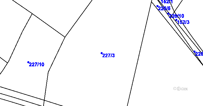 Parcela st. 227/3 v KÚ Hřibsko, Katastrální mapa