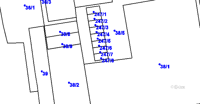 Parcela st. 247/7 v KÚ Hřibsko, Katastrální mapa