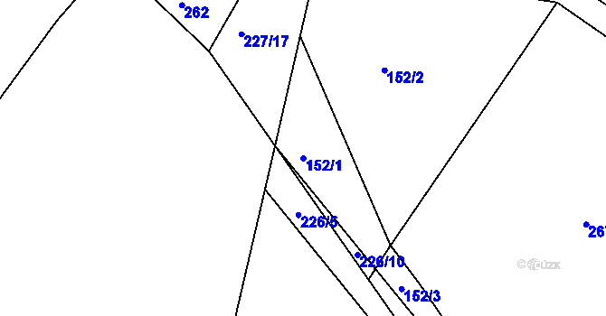 Parcela st. 152/1 v KÚ Hřibsko, Katastrální mapa