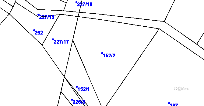 Parcela st. 152/2 v KÚ Hřibsko, Katastrální mapa