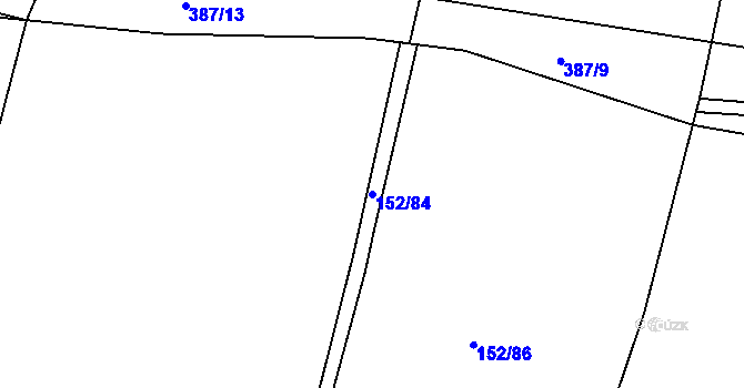 Parcela st. 152/84 v KÚ Hřibsko, Katastrální mapa