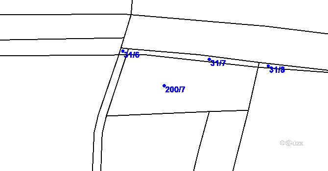 Parcela st. 200/7 v KÚ Hřibsko, Katastrální mapa