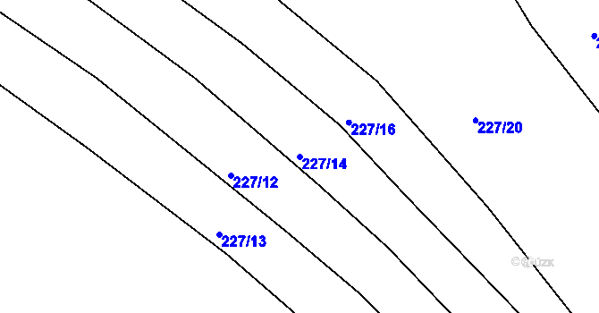 Parcela st. 227/14 v KÚ Hřibsko, Katastrální mapa