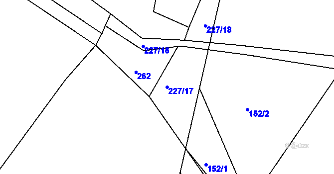 Parcela st. 227/17 v KÚ Hřibsko, Katastrální mapa