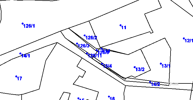 Parcela st. 126/9 v KÚ Hřibsko, Katastrální mapa