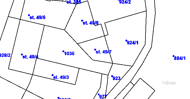 Parcela st. 49/7 v KÚ Hřiměždice, Katastrální mapa