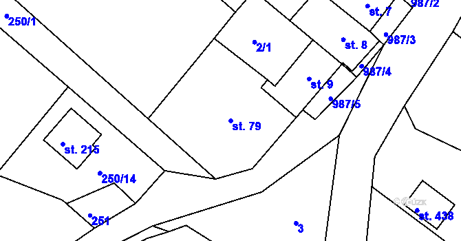 Parcela st. 79 v KÚ Hřiměždice, Katastrální mapa