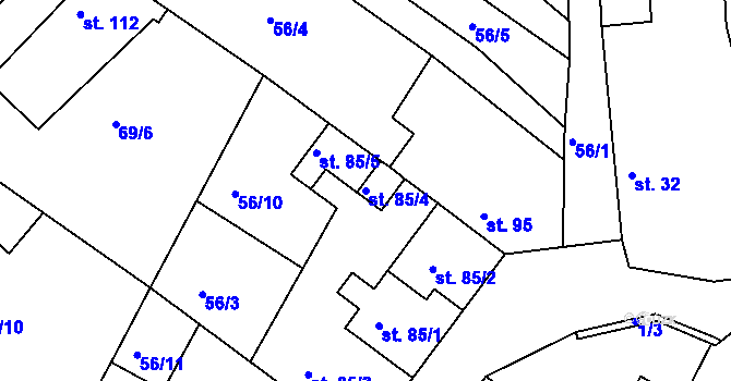 Parcela st. 85/4 v KÚ Hřiměždice, Katastrální mapa