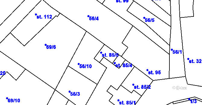 Parcela st. 85/5 v KÚ Hřiměždice, Katastrální mapa