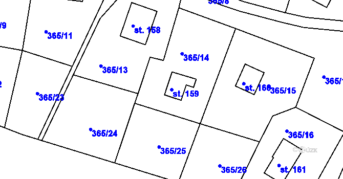Parcela st. 159 v KÚ Hřiměždice, Katastrální mapa
