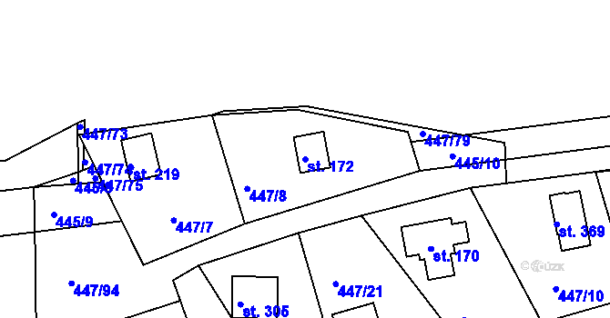 Parcela st. 172 v KÚ Hřiměždice, Katastrální mapa
