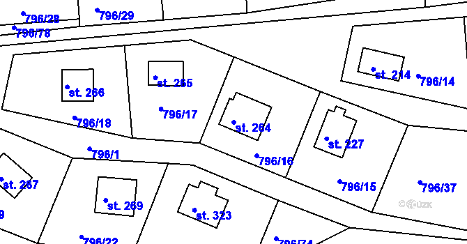 Parcela st. 264 v KÚ Hřiměždice, Katastrální mapa