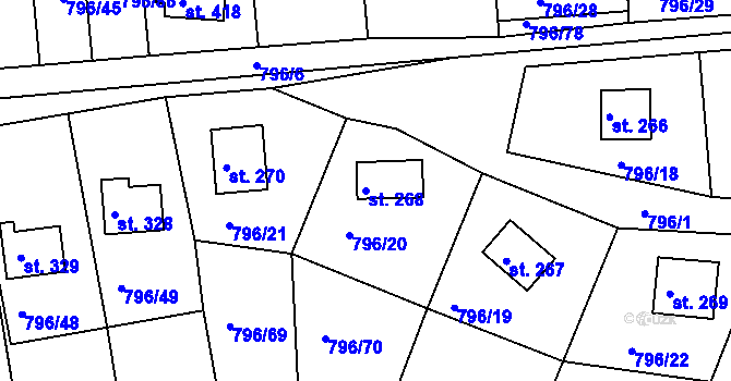 Parcela st. 268 v KÚ Hřiměždice, Katastrální mapa