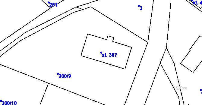 Parcela st. 307 v KÚ Hřiměždice, Katastrální mapa