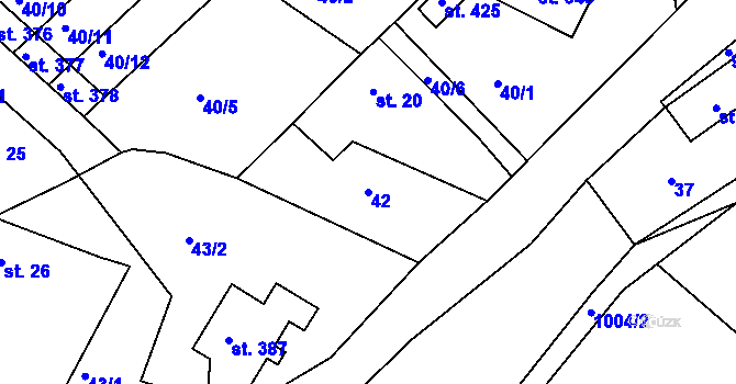 Parcela st. 42 v KÚ Hřiměždice, Katastrální mapa