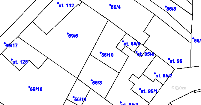 Parcela st. 56/10 v KÚ Hřiměždice, Katastrální mapa
