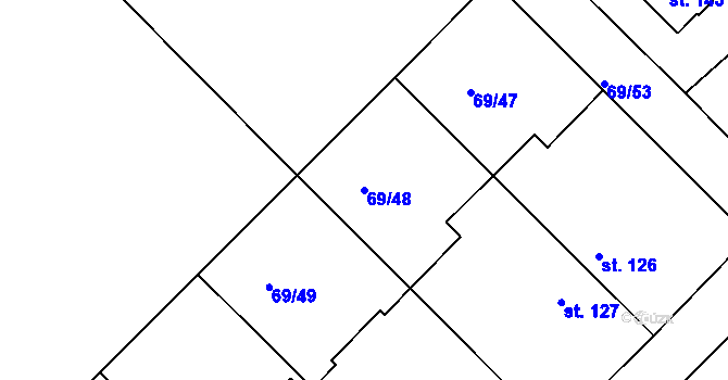 Parcela st. 69/48 v KÚ Hřiměždice, Katastrální mapa