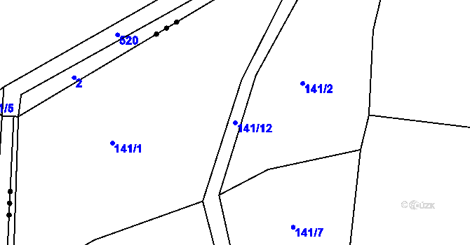 Parcela st. 141/12 v KÚ Hřiměždice, Katastrální mapa