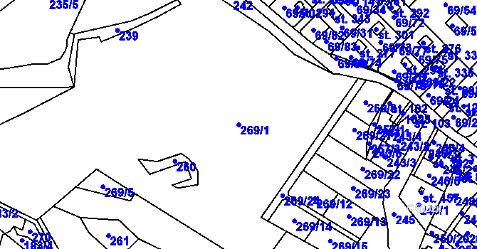 Parcela st. 269/1 v KÚ Hřiměždice, Katastrální mapa