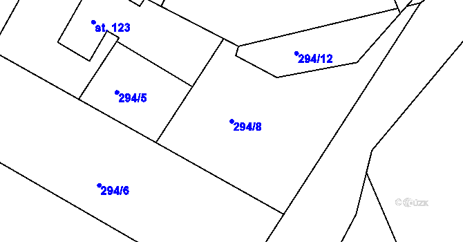 Parcela st. 294/8 v KÚ Hřiměždice, Katastrální mapa