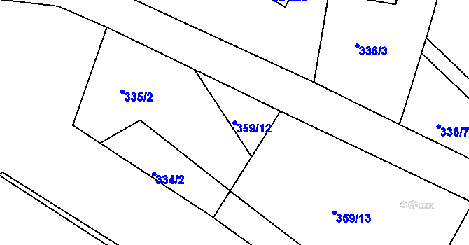Parcela st. 359/12 v KÚ Hřiměždice, Katastrální mapa