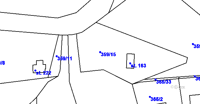 Parcela st. 359/15 v KÚ Hřiměždice, Katastrální mapa
