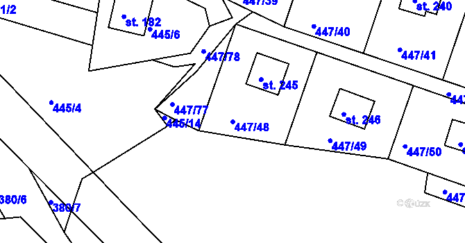 Parcela st. 447/48 v KÚ Hřiměždice, Katastrální mapa