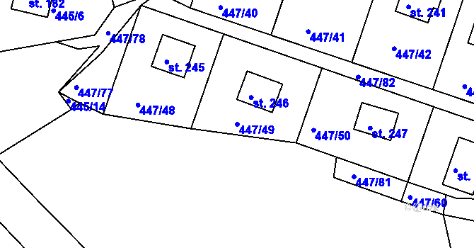 Parcela st. 447/49 v KÚ Hřiměždice, Katastrální mapa