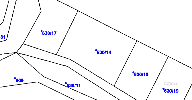 Parcela st. 630/14 v KÚ Hřiměždice, Katastrální mapa