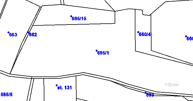 Parcela st. 695/1 v KÚ Hřiměždice, Katastrální mapa