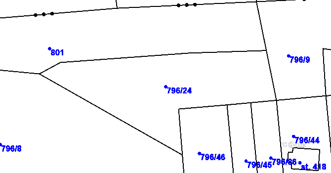 Parcela st. 796/24 v KÚ Hřiměždice, Katastrální mapa