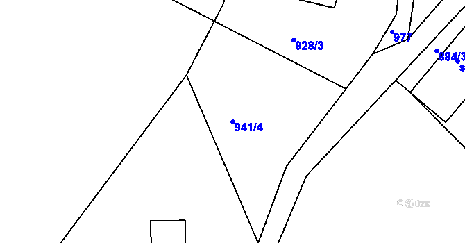 Parcela st. 941/4 v KÚ Hřiměždice, Katastrální mapa