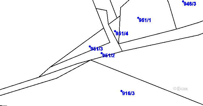 Parcela st. 951/2 v KÚ Hřiměždice, Katastrální mapa