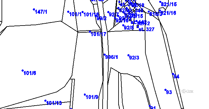 Parcela st. 996/1 v KÚ Hřiměždice, Katastrální mapa