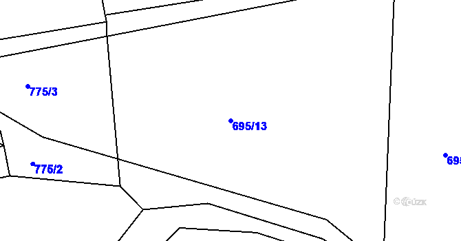 Parcela st. 695/13 v KÚ Hřiměždice, Katastrální mapa