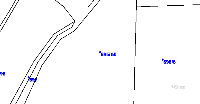 Parcela st. 695/14 v KÚ Hřiměždice, Katastrální mapa