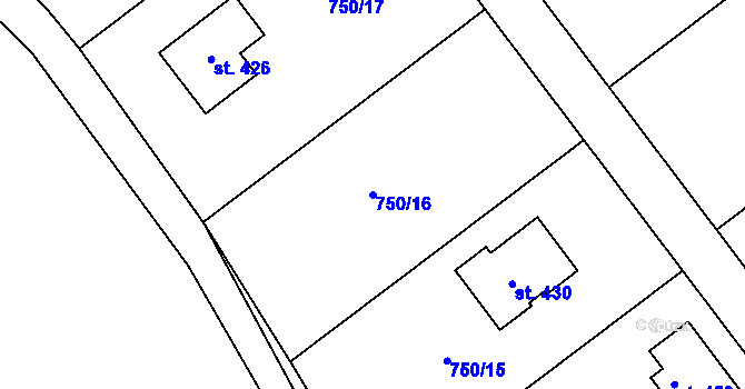 Parcela st. 750/16 v KÚ Hřiměždice, Katastrální mapa