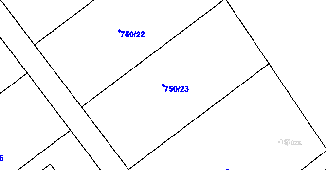 Parcela st. 750/23 v KÚ Hřiměždice, Katastrální mapa