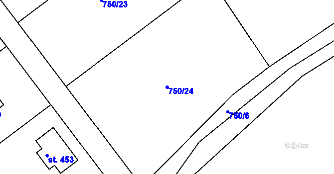 Parcela st. 750/24 v KÚ Hřiměždice, Katastrální mapa