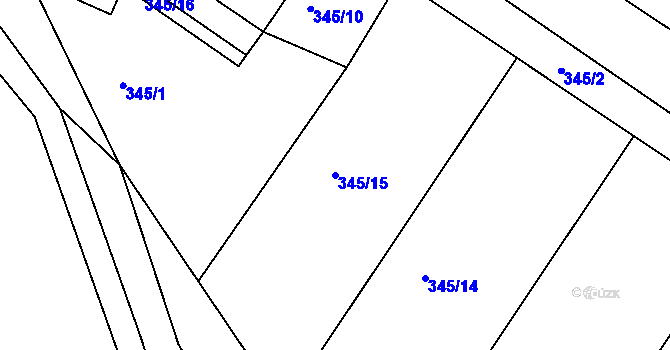 Parcela st. 345/15 v KÚ Hřiměždice, Katastrální mapa