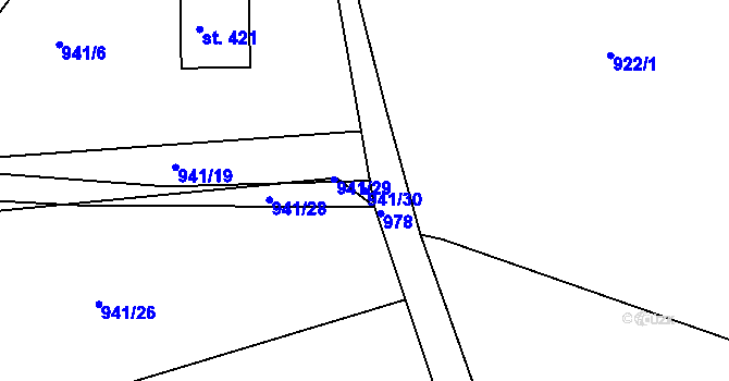 Parcela st. 941/30 v KÚ Hřiměždice, Katastrální mapa