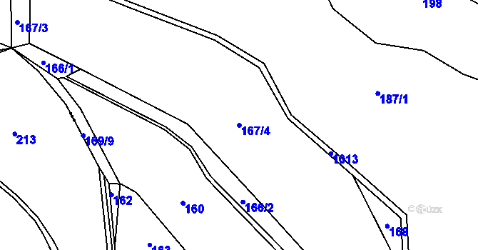 Parcela st. 167/4 v KÚ Hřiměždice, Katastrální mapa