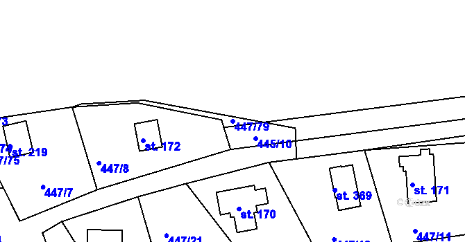 Parcela st. 447/79 v KÚ Hřiměždice, Katastrální mapa