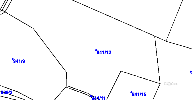 Parcela st. 941/12 v KÚ Hřiměždice, Katastrální mapa