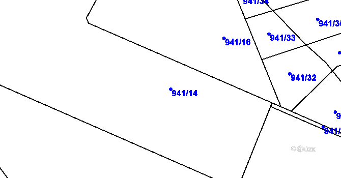 Parcela st. 941/14 v KÚ Hřiměždice, Katastrální mapa