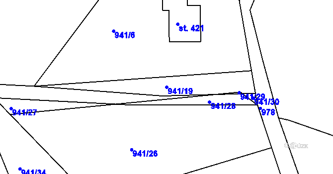 Parcela st. 941/19 v KÚ Hřiměždice, Katastrální mapa