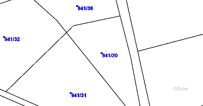 Parcela st. 941/20 v KÚ Hřiměždice, Katastrální mapa