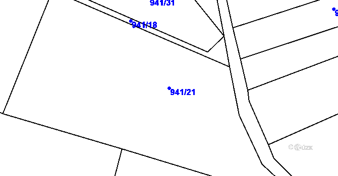 Parcela st. 941/21 v KÚ Hřiměždice, Katastrální mapa