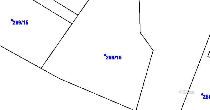 Parcela st. 269/16 v KÚ Hřiměždice, Katastrální mapa