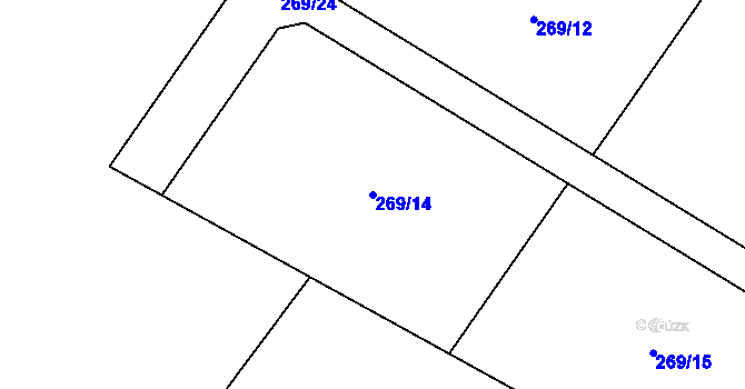 Parcela st. 269/14 v KÚ Hřiměždice, Katastrální mapa